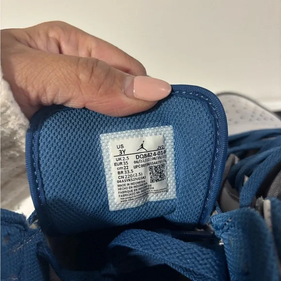Jordan Cement Grey and Blue Mid Sneakers